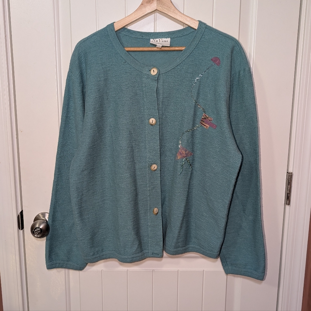 Vintage Nu Views Women's Kite Cardigan Large/X Large Light Teal